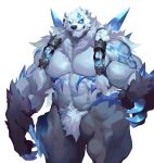 2024 abs anthro arm_tuft bear blue_claws blue_eyes braided_hair claws crotch_tuft deltoids ear_piercing fur hair league_of_legends male mammal markings multicolored_body muscular muscular_anthro muscular_male navel neck_tuft null-ghost obliques pecs piercing polar_bear raised_leg riot_games simple_background solo spikes spikes_(anatomy) teeth tencent thick_thighs tuft two_tone_body ursine volibear white_background white_body white_fur