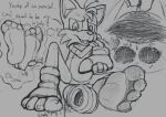  4_toes anthro clothing dialogue feet foot_fetish foot_focus foot_play inshoe inside_clothing inside_shoe insole male micro miles_prower pkmgx sega sketch soles solo sonic_the_hedgehog_(series) toes trapped_in_clothing trapped_in_shoe 