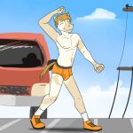  anthro briefs briefs_only clothed clothing dancing equid equine eyes_closed footwear fuze hi_res horse horse_frat_dude_(fuze) male mammal navel nipples outside public shoes socks solo street topless underwear underwear_only 