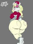  anthro big_breasts big_butt blonde_hair breasts bugs_bunny butt clothed clothing crossgender eyeshadow female fully_clothed hair hat headgear headwear hi_res lagomorph leporid lipstick looking_back looney_tunes makeup mammal rabbit scut_tail short_tail solo sugary_skye tail warner_brothers 