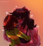  &lt;3 anthro big_breasts blush breasts clothed clothing deltarune duo eyes_closed female freckles hi_res human human_on_anthro interspecies kissing kris_(deltarune) larger_anthro larger_female lizard long_sleeves love male male/female mammal muscular muscular_anthro muscular_female purple_body purple_scales reptile romantic romantic_couple scales scalie shirt size_difference smaller_human tank_top thedarkzircon topwear undertale_(series) video_games 