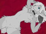  ann_the_sheep anthro bell bell_collar black_and_white blue_eyes bovid bovine breasts caprine collar collar_only fefece female fluffy fluffy_hair fluffy_tail goat hair hi_res looking_at_viewer lying mammal monochrome nude seductive small_breasts solo tail 