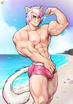  5_fingers abs absurd_res areola asterozoan beach biceps biped blue_eyes bulge clothed clothing echinoderm eyebrows felid feline final_fantasy final_fantasy_xiv fingers flexing flexing_bicep hair hi_res humanoid inner_ear_fluff kingdomvelvet looking_at_viewer male mammal marine miqo&#039;te muscular muscular_humanoid muscular_male nipples pecs seashell shell smile smiling_at_viewer square_enix starfish tail tailed_humanoid topless topless_humanoid topless_male tuft 