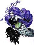  1girl braid floating_hair highres jewelry long_hair looking_at_viewer mermaid monster_girl monster_high necklace pale_skin purple_hair purple_lips sirena_von_boo solo tsuyu89 very_long_hair 