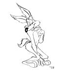 3_toes 4_fingers anthro arched_back arm_between_legs arm_tuft bent_back bent_down bent_knees bent_legs biped black_and_white black_eyes black_nose butt_tuft calf_tuft canid canine canis chest_tuft clenched_teeth coyote crouching digital_drawing_(artwork) digital_media_(artwork) elbow_tuft feet fingers forearm_tuft forearms gesture glance grin grinning_at_viewer hand_between_legs hand_gesture happy hi_res knee_tuft leg_tuft line_art looking_at_viewer looney_tunes male mammal monochrome navel nude paws pecs pinup plantigrade pointing pose raised_heel raised_tail shoulder_tuft shy sketch smile smiling_at_viewer solo standing standing_on_toes stevethedragon tail teeth teeth_showing toes tuft warner_brothers wide_hips wile_e._coyote