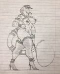  anthro clothing dominant dominatrix female footwear forked_tongue grape_shifter high_heels leather nipples reptile scalie snake solo tattoo tongue tongue_out tramp_stamp whip 
