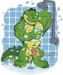  2022 abs anthro balls biceps crocodile crocodilian crocodylid deltoids erection feet genitals hi_res krunchycroc male muscular muscular_legs navel nude pecs penis reptile scalie shower shower_drain shower_head showering smile soap solo suds teeth triceps vein veiny_penis yellow_eyes 