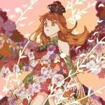  1girl black_clover earrings flower flower_dress flower_wings hair_flower hair_ornament head_wreath jewelry long_hair mimosa_vermillion orange_hair plant solo sumuna_sunaco vines wings yellow_eyes 