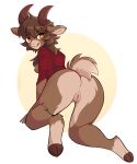  all_fours anthro anus areola blep bottomless bovid breasts brown_body brown_fur brown_hair butt caprine clothed clothing colored digital_media_(artwork) female flannel full-length_portrait fur genitals goat hair hi_res horn jacket looking_back mammal mane mane_hair multicolored_body multicolored_fur nipples open_clothing open_jacket open_topwear orange_eyes partially_clothed plump_labia portrait presenting presenting_hindquarters pussy red_clothing red_jacket red_topwear short_tail simple_background small_breasts solo tongue tongue_out topwear two_tone_body two_tone_fur vesperinox 