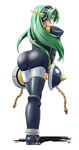  ass bodysuit chain green_hair highres long_hair looking_back marion_(shinrabanshou) shinrabanshou simple_background skin_tight solo tezunuri yellow_eyes 