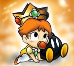  baby baby_daisy bob-omb brown_hair crown lowres mario_(series) mario_kart nintendo orange_hair pacifier princess_daisy super_mario super_mario_bros. super_mario_land 