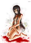  alma_wade blood covered f.e.a.r. f.e.a.r._2 fan_art flower long_arms long_hair naked shadow smile 