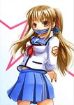  angel_beats! blond blonde_hair brown_eyes cloth_gag female gag gagged girl highres improvised_gag over_the_mouth_gag school school_uniform schoolgirl yusa_(angel_beats!) 