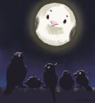  animal_focus artist_name backlighting bird black_eyes blue_sky chenpn closed_mouth commentary_request from_behind full_body full_moon gradient_sky looking_up moon night no_humans original outdoors pigeon signature silhouette sitting sketch sky 