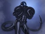  2022 4:3 alien alien_(franchise) anthro artist_name big_breasts bimbo_lip borisalien breast_grab breast_squish breasts claws curvy_figure digital_media_(artwork) eyeless female genitals hand_on_breast hi_res humanoid nude open_mouth pussy simple_background solo squish xenomorph 