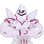  abs absurd_res anthro biceps body_hair chest_hair claws cracking_knuckles dragon dumbandgreen hi_res legendary_pokemon looking_sideways male muscular muscular_anthro muscular_male nintendo nipples pecs pokemon pokemon_(species) red_eyes scalie shaved smile solo vein veiny_muscles video_games white_body 