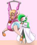  absurd_res baby_bouncer blush clothed clothing diaper diaper_fetish duo female female/female gardevoir generation_3_pokemon hi_res human humanoid infantilism mammal nintendo pokemon pokemon_(species) the_sheepl video_games 