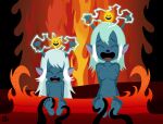  absurd_res breasts bue_(character) clothed clothing emoji eyes_closed feet female flat_chested foot_fetish goe hair hali_(character) hi_res laugh long_hair nipples nude open_mouth samurai_jack sitting smiel smile tentacles tickling topless 