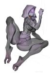  2022 alien alien_humanoid armor breasts camel_toe clothed clothing female headgear helmet hi_res humanoid johnfoxart mass_effect not_furry quarian simple_background solo tali&#039;zorah video_games 