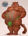  anthro benjamin_clawhauser bodypaint bovid bovine bulge cheetah disney felid feline gabgbb glitter hi_res male mammal overweight true_buffalo water_buffalo zootopia zootopia+ 