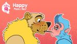  absurd_res bax_pria_(character) blush gradient_background haplorhine hi_res karou_(thekbear) looking_at_another mammal monkey pocky_day primate simple_background ursid 