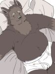  anthro bed black_nose briefs briefs_only brown_body brown_fur bvd clothed clothing fur furniture heyitscousindave hi_res male overweight overweight_male pillow solo tighty_whities topless underwear underwear_only white_briefs white_clothing white_underwear 