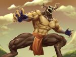  abs amon-sydonai anthro ear_piercing horn humanoid male minotaur_(the_legend_of_pipi) muscular muscular_male nipple_piercing nipples pecs piercing scar solo the_legend_of_pipi 