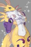  2022 anthro bandai_namco breasts canid canine digimon digimon_(species) digital_media_(artwork) featureless_breasts female female_anthro fluffy fur hi_res kemono mammal navel nude passionpit777 portrait renamon solo three-quarter_portrait white_body white_fur yellow_body yellow_fur 