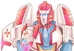  1boy autobot blue_eyes camera character_request mecha no_humans oceanapril pharma robot science_fiction tearing_up the_transformers_(idw) transformers upper_body white_background 