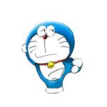  1:1 2020 absurd_res anthro bell blue_body blue_fur collar domestic_cat doraemon doraemon_(character) felid feline felis front_view fur hi_res machine male mammal mouth_closed mt_tg one_leg_up pouch_(anatomy) raised_leg red_collar red_nose robot shaded simple_background solo standing whiskers white_background white_body white_fur yoga 