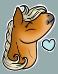  &lt;3 2022 ambiguous_gender blonde_hair chibi digital_media_(artwork) equid equine eyes_closed feral gayle_(gayletrotter) gayletrotter hair horse mammal multicolored_body simple_background smile solo two_tone_body 