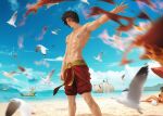  aang abs appa artist_name avatar:_the_last_airbender avatar_(series) beach bikini bird black_hair cloud english_text fire hydrokinesis katara navel ocean pectorals pyrokinesis realistic scar scar_on_face seagull short_hair sokka solo_focus summer surfing swimsuit toph_bei_fong topless_male ty_lee water web_address zarory zuko 