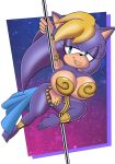  absurd_res anthro archie_comics armlet bernadette_hedgehog big_breasts blonde_hair breasts clothing costume dancing eulipotyphlan female hair harem_outfit hedgehog hi_res huge_breasts lips mammal mature_female mobian_monster pole pole_dancing purple_body sega slave_outfit solo sonic_the_hedgehog_(archie) sonic_the_hedgehog_(comics) sonic_the_hedgehog_(series) thick_lips 