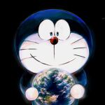  1:1 2020 anthro black_background blue_body blue_fur domestic_cat doraemon doraemon_(character) earth felid feline felis front_view fur giga holding_planet machine macro male mammal mouth_closed mt_tg planet red_nose robot shaded simple_background solo standing whiskers white_body white_fur 