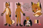  anthro canid canine dark_body dark_fur feathered_wings feathers fox fur horn jake_darkstar male mammal model_sheet red_eyes solo stardustfoxart wings 