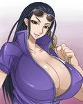  artist_request black_hair blue_eyes breasts brown_eyes cleavage gigantic_breasts huge_breasts large_breasts long_hair nico_robin one_piece open_clothes open_shirt shirt solo 