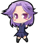  blazer blush chibi female footwear full_body kajiki_yumi long_hair lowres pink_eyes pink_hair purple_eyes purple_hair saki school_uniform shoes simple_background skirt socks solo white_background 