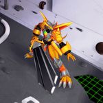  armor digimon digimon_next horns road sidewalk street sword tail victorygreymon weapon 