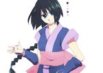  black_hair blue_eyes braid bridal_gauntlets female long_hair makimachi_misao ninja rurouni_kenshin single_braid solo tako_niwa white_background 