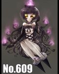  bare_shoulders dress fire flame flower gijinka glass gloves heels high_heels lolita_fashion long_hair moemon personification pokemon pokemon_(game) pokemon_black_and_white purple_hair ribbon shanderaa shoes simple_background sitting smile stockings thighhighs yellow_eyes 