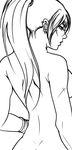  back bandage bandages brawler brawler_(dungeon_and_fighter) breasts dfo dungeon_and_fighter dungeon_fighter_online earring earrings female fighter fighter_(dungeon_and_fighter) jewelry lineart long_hair monochrome naked nude ponytail scar scars simple_background solo white_background 