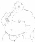  2022 anthro asian_clothing belly big_belly bulge clothing east_asian_clothing fundoshi hi_res humanoid_hands japanese_clothing kemono male mammal moobs navel nipples overweight overweight_male pomupomu490 simple_background solo suid suina sus_(pig) towel underwear wild_boar 