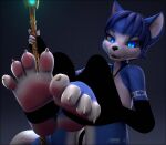  3d_(artwork) anthro bikini canid canine clothing digital_media_(artwork) feet female foot_fetish footwear fox hi_res hindpaw krystal legwear magic mammal nintendo nouvaera paws socks solo staff star_fox stockings swimwear tail toe_curl toes video_games 