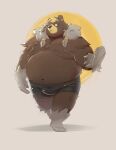  2022 anthro belly big_belly brown_body brown_fur bulge clothing fur generation_8_pokemon hi_res humanoid_hands male moobs navel nintendo overweight overweight_male pokemon pokemon_(species) riisago solo underwear ursaluna video_games 