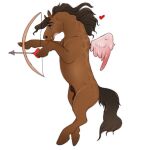  &lt;3 1:1 alpha_channel angellsview3 animal_genitalia arrow_(weapon) balls blue_eyes bow_(weapon) brown_body brown_hair brown_mane brown_tail cupid&#039;s_arrow digital_media_(artwork) dolero equid equine eyebrows feral fully_sheathed genitals hair horse male mammal mane ranged_weapon sheath solo weapon wings 