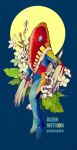  1other alien blue_footwear character_name copyright_name flower full_body jo_mawe leaf metron_seijin moon solo ultra_series ultra_seven_(series) white_eyes white_flower 