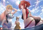  animal_ears ass bangs bare_shoulders black_one-piece_swimsuit blonde_hair blunt_bangs blush breasts cat_ears chest_jewel cleavage competition_swimsuit dress dress_swimsuit earrings excaliblader facial_mark gem grey_hair headpiece jewelry large_breasts long_hair looking_at_viewer mythra_(radiant_beach)_(xenoblade) mythra_(xenoblade) nia_(fancy_sundress)_(xenoblade) nia_(xenoblade) one-piece_swimsuit open_mouth pyra_(pro_swimmer)_(xenoblade) pyra_(xenoblade) red_eyes red_hair red_one-piece_swimsuit short_hair smile strapless strapless_swimsuit swept_bangs swimsuit tiara two-tone_swimsuit very_long_hair white_one-piece_swimsuit xenoblade_chronicles_(series) xenoblade_chronicles_2 yellow_dress yellow_eyes yellow_one-piece_swimsuit 