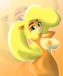  5:6 activision anthro bandicoot big_breasts big_butt blonde_hair breasts butt coco_bandicoot crash_bandicoot_(series) fur hair hand_on_head hi_res huge_butt lineless male mammal marsupial mrschllyay nipples nude orange_body orange_fur orange_nipples smile smiling_at_viewer solo video_games wide_hips 