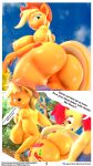  3d_(artwork) 4k 9:16 absurd_res anthro anthrofied apple_bloom_(mlp) applejack_(mlp) areola big_breasts big_butt breasts butt clothing comic cowboy_hat dialogue digital_media_(artwork) earth_pony english_text equid equine female female/female freckles friendship_is_magic genitals green_eyes hair hasbro hat headgear headwear hi_res horse low-angle_view mammal my_little_pony nipples pony pussy red_hair text url whiteskyline 