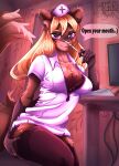  absurd_res anthro big_breasts breasts clothed clothing costume dentist female hi_res invalid_tag legwear looking_at_viewer mammal playing ritios role smile solo stockings 